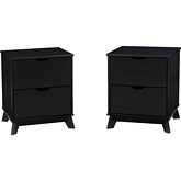 Polly 2 Drawer Nightstand Black Finish Wood (Set of 2)
