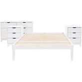 Polly 4 Piece Full Bed, Dresser & 3 Drawer Nightstands Set in White