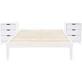Polly 3 Piece Full Bed & 3 Drawer Nightstands Set in White
