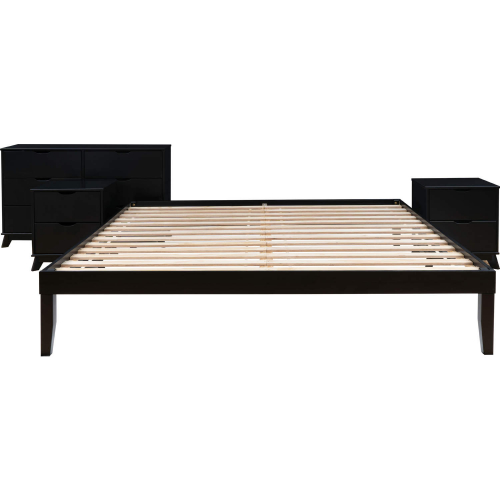 Polly 4 Piece King Bed, Dresser & 2 Drawer Nightstands Set in Black