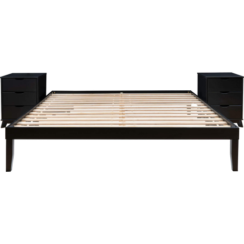 Polly 3 Piece King Bed & 3 Drawer Nightstands Set in Black