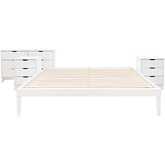 Polly 4 Piece King Bed, Dresser & 3 Drawer Nightstands Set in White