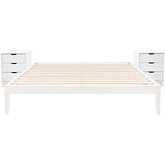 Polly 3 Piece King Bed & 3 Drawer Nightstands Set in White