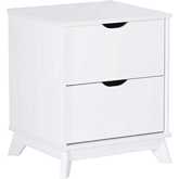 Polly 2 Drawer Nightstand White Finish Wood