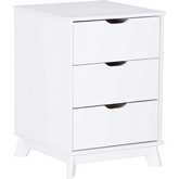 Polly 3 Drawer Nightstand White Finish Wood