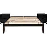 Polly 3 Piece Queen Bed & 2 Drawer Nightstands Set in Black