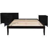Polly 4 Piece Queen Bed, Dresser & 3 Drawer Nightstands Set in Black