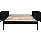 Polly 3 Piece Queen Bed & 3 Drawer Nightstands Set in Black