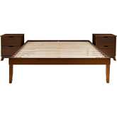 Polly 3 Piece Queen Bed & 2 Drawer Nightstands Set in Walnut Brown