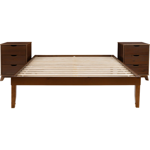 Polly 3 Piece Queen Bed & 3 Drawer Nightstands Set in Walnut Brown