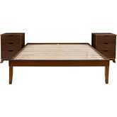 Polly 3 Piece Queen Bed & 3 Drawer Nightstands Set in Walnut Brown