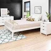 Polly 4 Piece Queen Bed, Dresser & 3 Drawer Nightstands Set in White