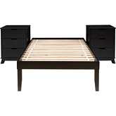 Polly 2 Piece Twin Bed & 3 Drawer Nightstand Set in Black