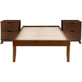 Polly 3 Piece Twin Bed & 2 Drawer Nightstands Set in Walnut Brown