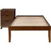 Polly 2 Piece Twin Bed & 3 Drawer Nightstand Set in Walnut Brown