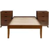 Polly 3 Piece Twin Bed & 3 Drawer Nightstands Set in Walnut Brown