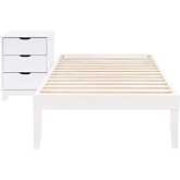 Polly 2 Piece Twin Bed & 3 Drawer Nightstand Set in White