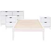 Polly 4 Piece Twin Bed, Dresser & 2 Drawer Nightstands Set in White