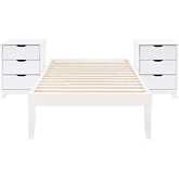 Polly 3 Piece Twin Bed & 3 Drawer Nightstands Set in White