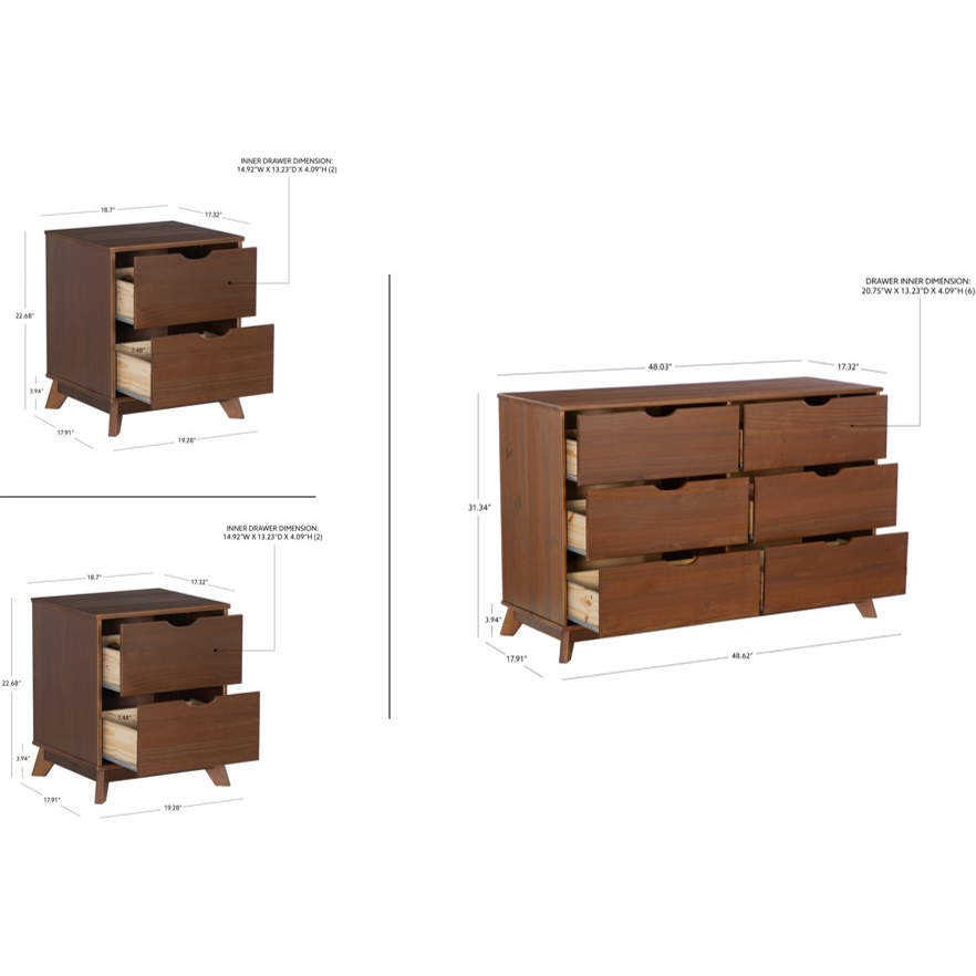Powell Furniture Polly Walnut Dresser and 2 Nightstand Powell Furniture Polly Walnut Dresser and 2 Nightstand