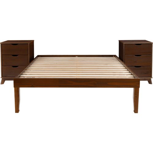 Polly 3 Piece Full Bed & 3 Drawer Nightstands Set in Walnut Brown