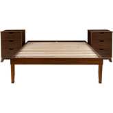 Polly 3 Piece Full Bed & 3 Drawer Nightstands Set in Walnut Brown