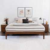 Polly 3 Piece King Bed & 2 Drawer Nightstands Set in Walnut Brown