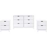 Polly 3 Piece Dresser & 2 Drawer Nightstand Set in White