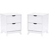 Polly 2 Drawer Nightstand White Finish Wood (Set of 2)