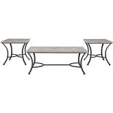 Hoffman 3 Piece Side Table Set in Faux Concrete & Black Metal