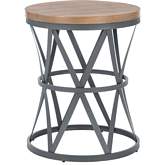 Brolin Barrel Side Table in Charcoal Grey Metal & Wood