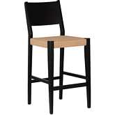 Cadence Bar Stool in Black Wood & Natural Rope (Set of 2)