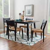 Cadence 5 Piece Dining Set in Black Wood & Natural Rope