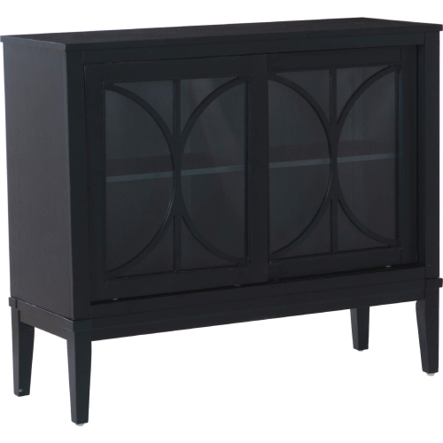 Monroe 2 Sliding Door Cabinet in Midnight Blue Wood & Tempered Glass