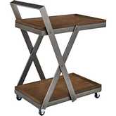 Elinore Bar Cart in Brown Wood & Metal