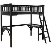 Levi Twin Study Loft Bed in Black Wood