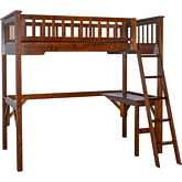 Levi Twin Study Loft Bed in Espresso Brown Wood