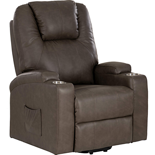Peoria Power Lift Recliner in Mushroom Leatherette