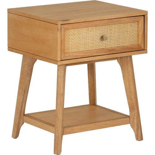 Catlett Side Table Nightstand in Natural Wood & Cane
