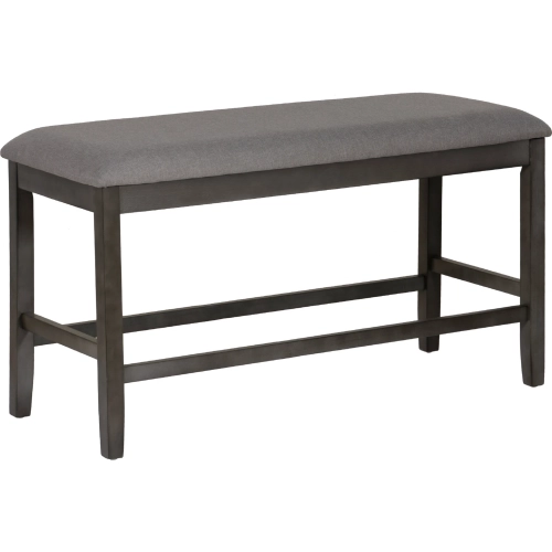 Spiva Counter Backless Dining Bench in Grey Wood & Grey Fabric