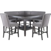 Spiva 6 Piece Counter Dining Nook in Grey Wood & Grey Fabric