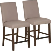 Spiva Counter Stool in Brown Wood & Tan Fabric (Set of 2)