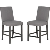 Spiva Counter Stool in Grey Wood & Grey Fabric (Set of 2)