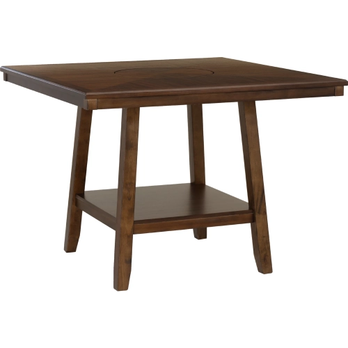 Spiva 47.5" Counter Dining Table w/ Lazy Susan in Brown Wood