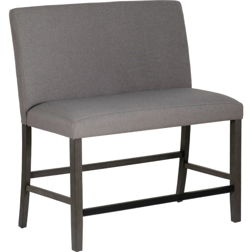 Spiva Counter Dining Bench in w/ Back in Grey Wood & Grey Fabric