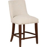 Adler Counter Stool in Espresso Wood & Beige Linen Look Fabric