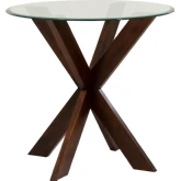 Adler 36" Round Counter Dining Table in Espresso Wood & Tempered Glass
