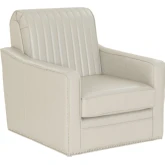 Corin Swivel Accent Chair in Channel Tufted Cream Vegan Leather