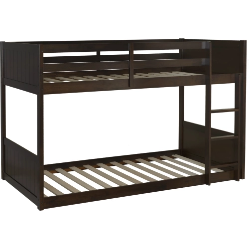 Darcy Low Profile Twin Bunk Bed in Espresso Wood