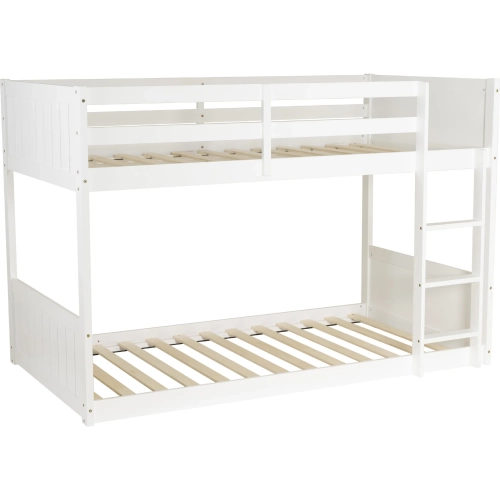 Darcy Low Profile Twin Bunk Bed in White Wood